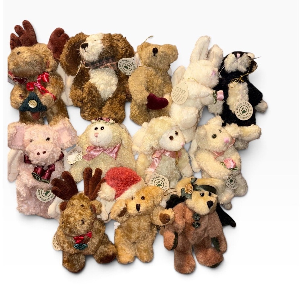 Vintage Boyds Bears & Friends Plush Lot- 12 Ornaments collection OG Tags